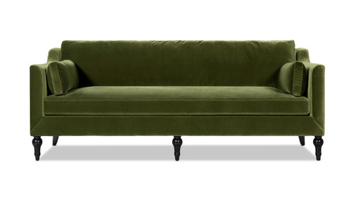 Josephine 84.5" Modern Sofa with Bench Seat & Bolster Pillows, Olive Green