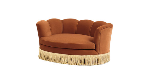 Clara 34.5" Scalloped Pet Sofa Bed, Medium, Burnt Orange