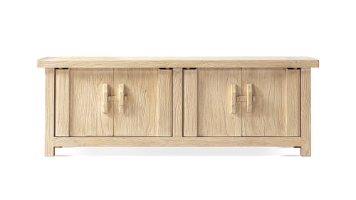 Rowan 68.5" Reclaimed Elm Wood 4-Door Cabinet, Light Natural Brown