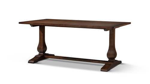 Whitmore 72" Rectangular Reclaimed Pine Double Pedestal Trestle Dining Table, Dark Brown
