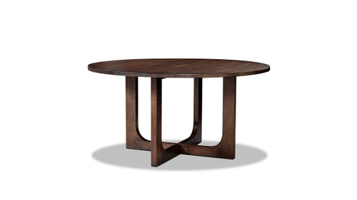Pino 60" Round Reclaimed Pine 6-8 Seat Dining Table with Sculptural Cross Base, Java Brown