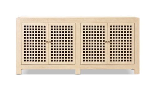 Alden 74" Reclaimed Pine 4-Door Lattice Sideboard, Brushed White