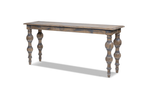 Rosalie 65" Reclaimed Pine Turned-Leg Console Table, Vintage Blue