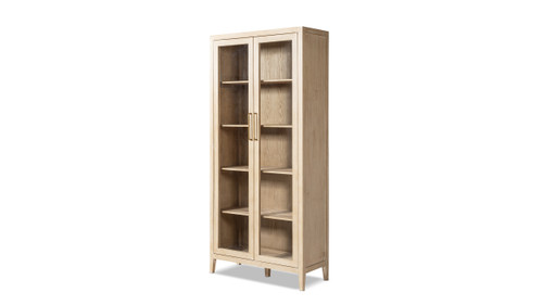 Marlowe 93" Tall Reclaimed Pine Glass Door Display Cabinet, Brushed White