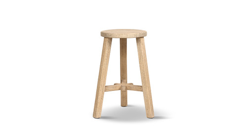 Linden 25.5" Rustic Reclaimed Elm Wood Backless Counter Stool, Light Natural Brown