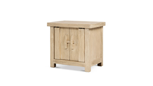 Rowan 26" Reclaimed Elm Wood 2-Door Accent Cabinet End Table, Light Natural Brown
