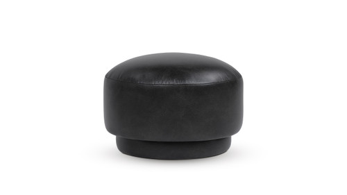 Fuji 15" Mushroom Faux Leather Footstool Ottoman, Vintage Black Brown