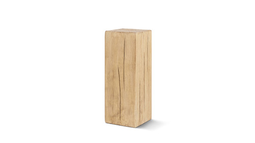 Umber 31.5" Solid Reclaimed Pine Wood Pedestal Side Table, Light Natural