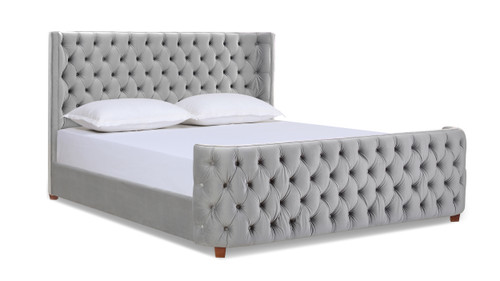 Brooklyn King Tufted Panel Bed Headboard and Footboard Set, Opal Grey 1