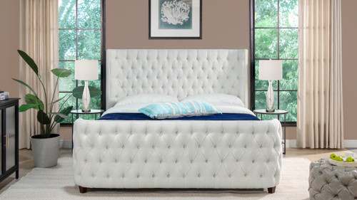 Brooklyn King Tufted Panel Bed Headboard and Footboard Set, Antique White 3