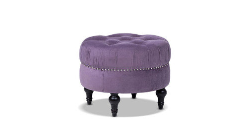 Dawn Tufted Round Ottoman, Purple