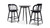 Breda Small Space Counter-Height Round Bistro Dining Set, 3-Piece Set, Dining Table & 2 Stools, Black 1
