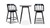 Breda Small Space Counter-Height Round Bistro Dining Set, 3-Piece Set, Dining Table & 2 Stools, Black