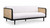 Harlow 75" Modern Ash Wood Cane Panel Sofa with White Textured Linen Weave Upholstery