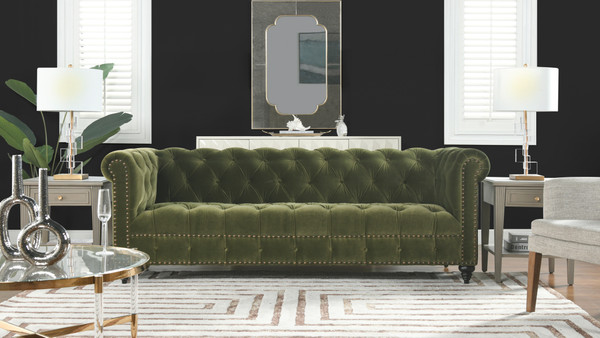 Alto 88" Tufted Chesterfield Sofa, Olive Green B
