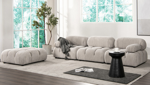 Marcel 109.5" Modular Modern 3-Piece Sofa, Pebble Gray 2