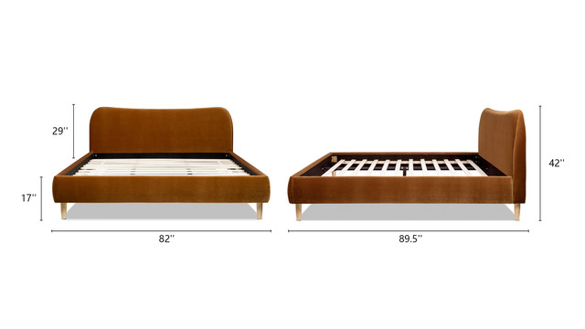 Roman Curved Headboard Upholstered Platform Bed, King, Burnt Orange Roman Curved Headboard Upholstered Platform Bed, King, Burnt Orange