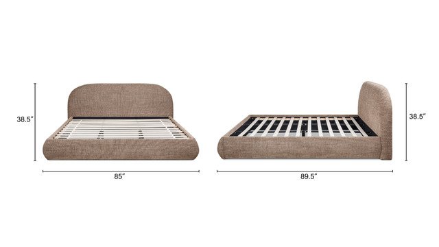 Archie Puffy Grounded Upholstered Platform Bed, King, Taupe Brown Chenille Archie Puffy Grounded Upholstered Platform Bed, King, Taupe Brown Chenille
