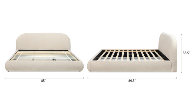 Archie Puffy Grounded Upholstered Platform Bed, Oatmeal Light Beige Archie Puffy Grounded Upholstered Platform Bed, Oatmeal Light Beige