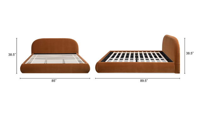 Archie Puffy Grounded Upholstered Platform Bed, Burnt Orange Archie Puffy Grounded Upholstered Platform Bed, Burnt Orange