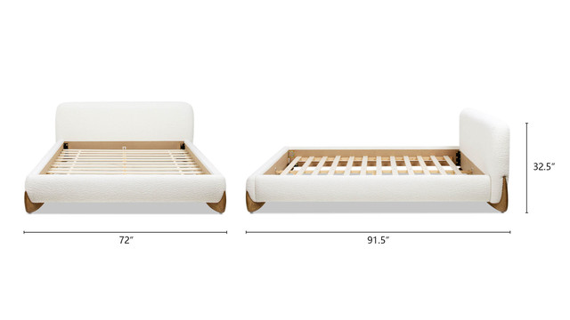 Alpine Puffy Modern Platform Bed, Queen, Ivory White Bouclé Alpine Puffy Modern Platform Bed, Queen, Ivory White Bouclé