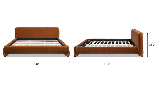 Alpine Puffy Modern Platform Bed, King, Burnt Orange Alpine Puffy Modern Platform Bed, King, Burnt Orange