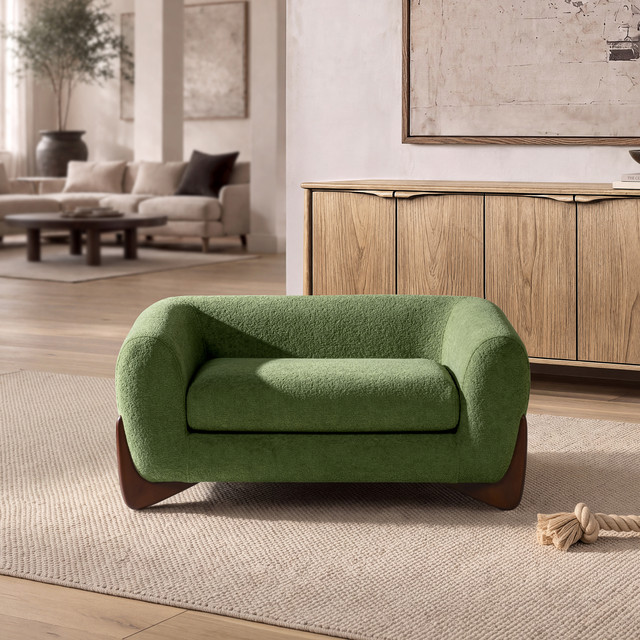 Alpine Sherpa Dog Sofa Bed, Medium, Moss Green Fleeced Teddy
