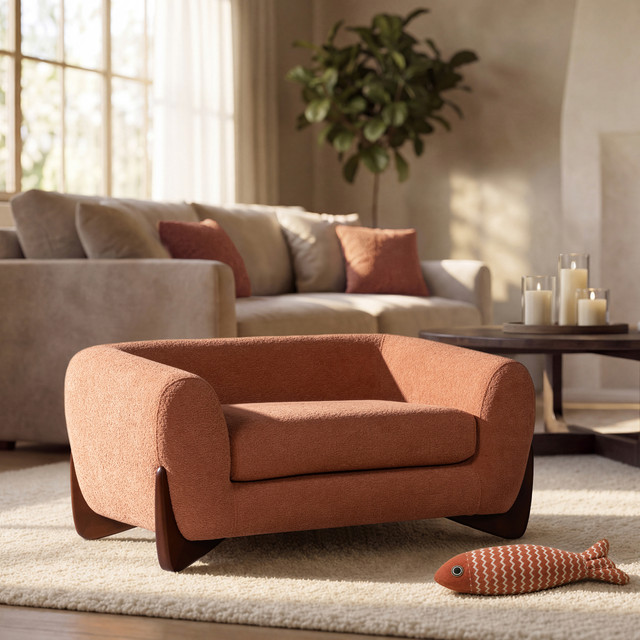 Alpine Sherpa Dog Sofa Bed, Medium, Spice Orange Fleeced Teddy