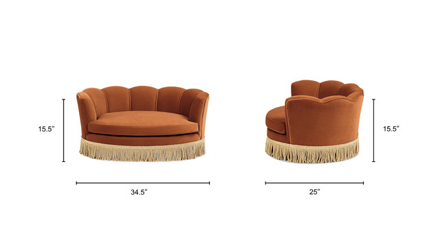 Clara Scalloped Pet Sofa Bed, Medium, Burnt Orange Clara Scalloped Pet Sofa Bed, Medium, Burnt Orange