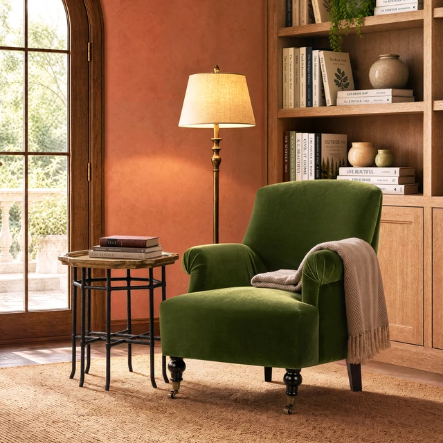 Eloise Pleated Sock Arm Accent Armchair