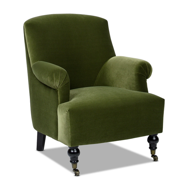 Eloise Pleated Sock Arm Accent Armchair, Olive Green