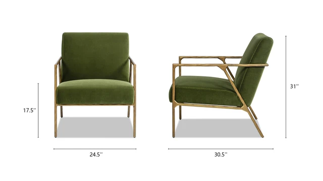 Aerin Hammered Brass Upholstered Accent Arm Chair, Olive Green Aerin Hammered Brass Upholstered Accent Arm Chair, Olive Green