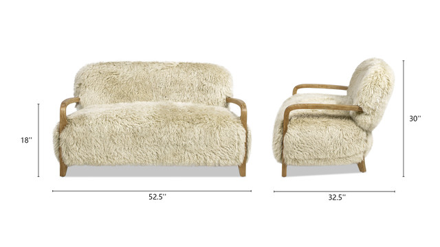 Enchante Mongolian Sheepskin Accent Loveseat, Taupe Beige