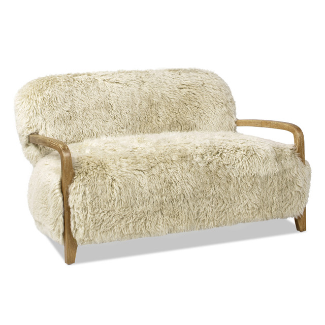 Millwick Low Back Genuine Fur Counter Stool, Natural Blonde
