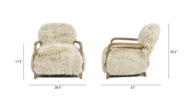Enchante Mongolian Sheepskin Accent Arm Chair, Taupe Beige Enchante Mongolian Sheepskin Accent Arm Chair, Taupe Beige