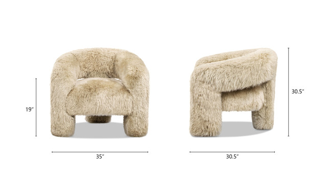 Avalon Genuine Sheepskin Fur Split Barrel Back Accent Chair, Natural Blonde