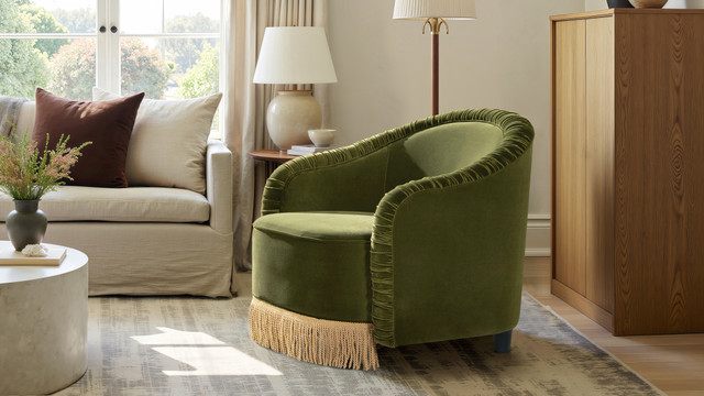Accent chair in a styled living space