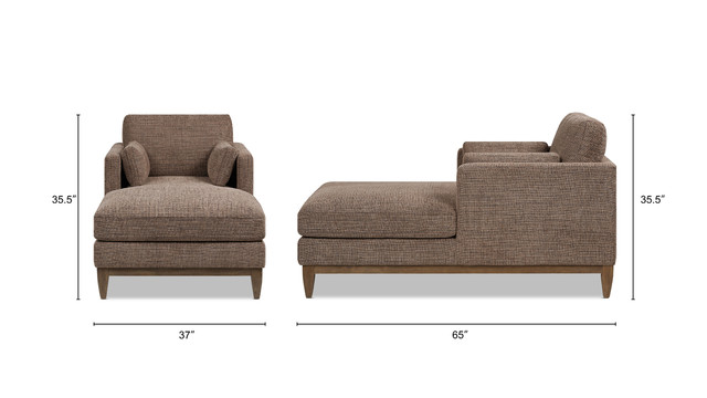 Knox Modern Farmhouse Chaise Lounge Chair, Taupe Brown Chenille Knox Modern Farmhouse Chaise Lounge Chair, Taupe Brown Chenille