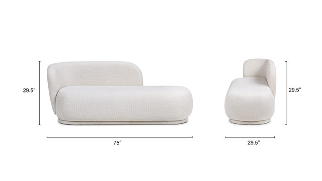 Aire RAF Organic Modern Curved Chaise Lounge, Stone Light Beige Chenille Aire RAF Organic Modern Curved Chaise Lounge, Stone Light Beige Chenille