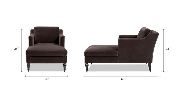 Josephine Upholstered Chaise Lounge, Deep Brown Josephine Upholstered Chaise Lounge, Deep Brown