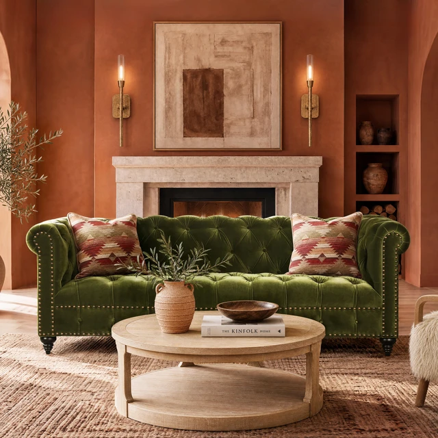 Alto Tufted Chesterfield Sofa, Olive Green