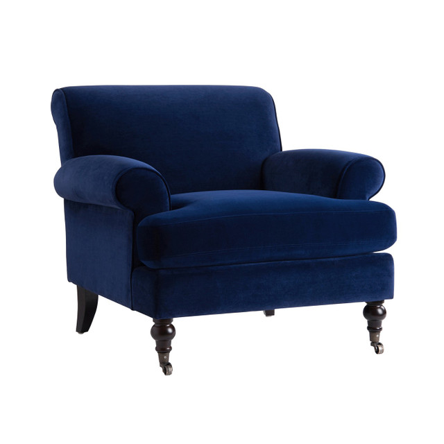 Alana Lawson Accent Arm Chair Metal Casters, Navy Blue