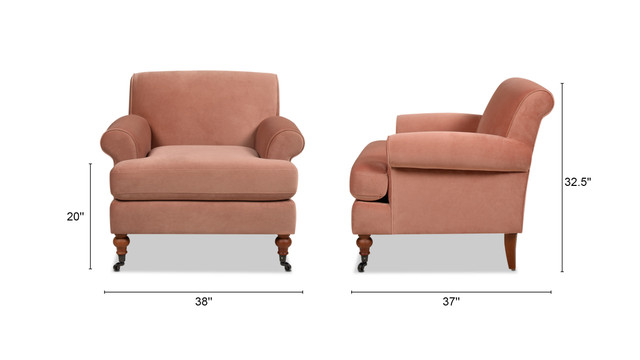 Alana Lawson Accent Arm Chair Metal Casters, Peach Orange Alana Lawson Accent Arm Chair Metal Casters, Peach Orange