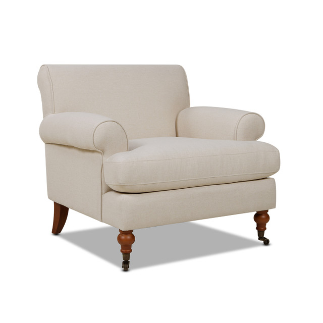 Alana Lawson Accent Arm Chair Metal Casters, Sky Neutral Beige