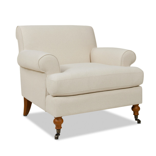 Alana Lawson Accent Arm Chair Metal Casters, Light Beige