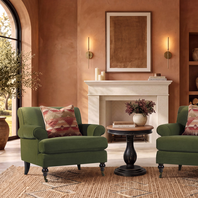 Alana Lawson Accent Arm Chair Metal Casters, Olive Green