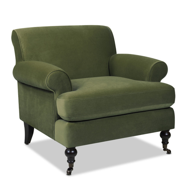 Alana Lawson Accent Arm Chair Metal Casters, Olive Green
