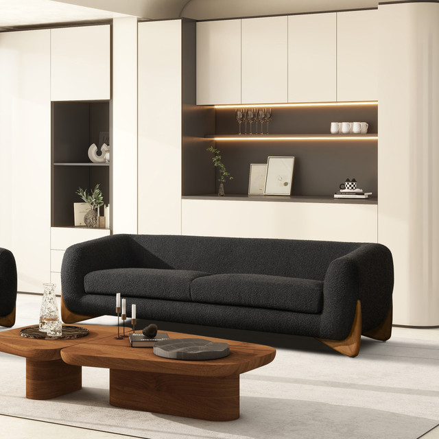 Alpine Sherpa Sofa, Ebony Black Bouclé