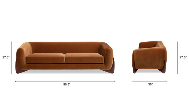 Alpine Sculptural Curved Sofa, Burnt Orange Performance Velvet Alpine Sculptural Curved Sofa, Burnt Orange Performance Velvet