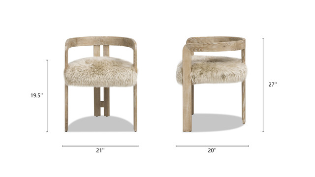 Millwick Low Back Genuine Fur Dining Chair, Natural Blonde